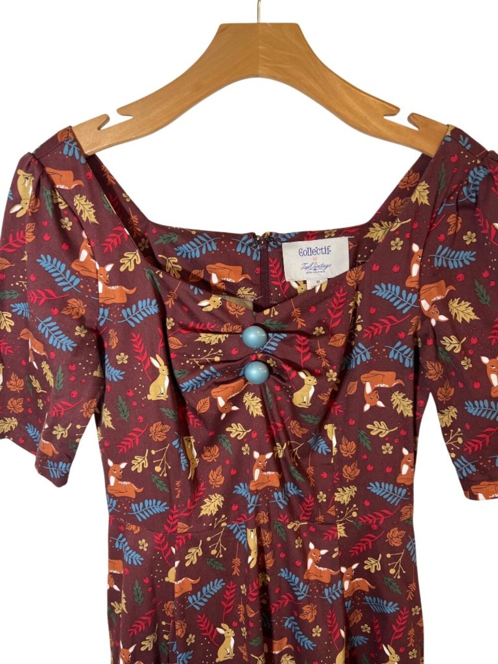 Women's Collectif retro woodland Doris dress size M medium midi - Picture 2 of 5